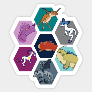 Creatures - El Pufo, Gulp, Tuem, Tuto, Hyland Jerboa, Hypnotic, Ying :: Imaginary Creatures Sticker